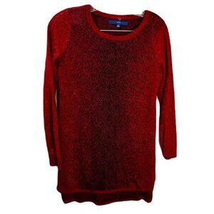 Apt. 9 Red & Black‎ Metallic Shimmer Tunic Knit Sweater XS